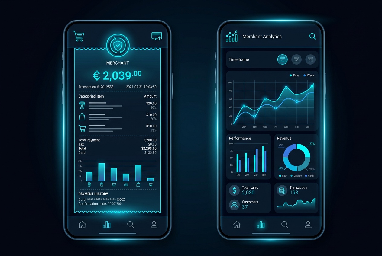 Tab Smart Receipt and Merchant Dashboard Mockup